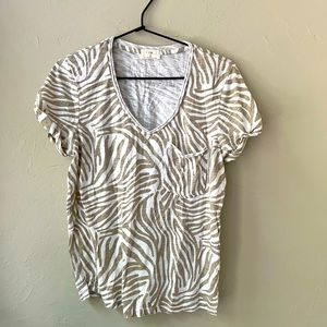 ANTHROPOLOGIE T.LA NEUTRAL ZEBRA STRIPE TEE S